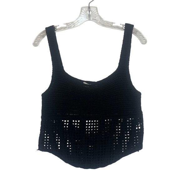 Rebellion Crochet Tank Top Womens Large Black New WOT Summer - Picture 1 of 7